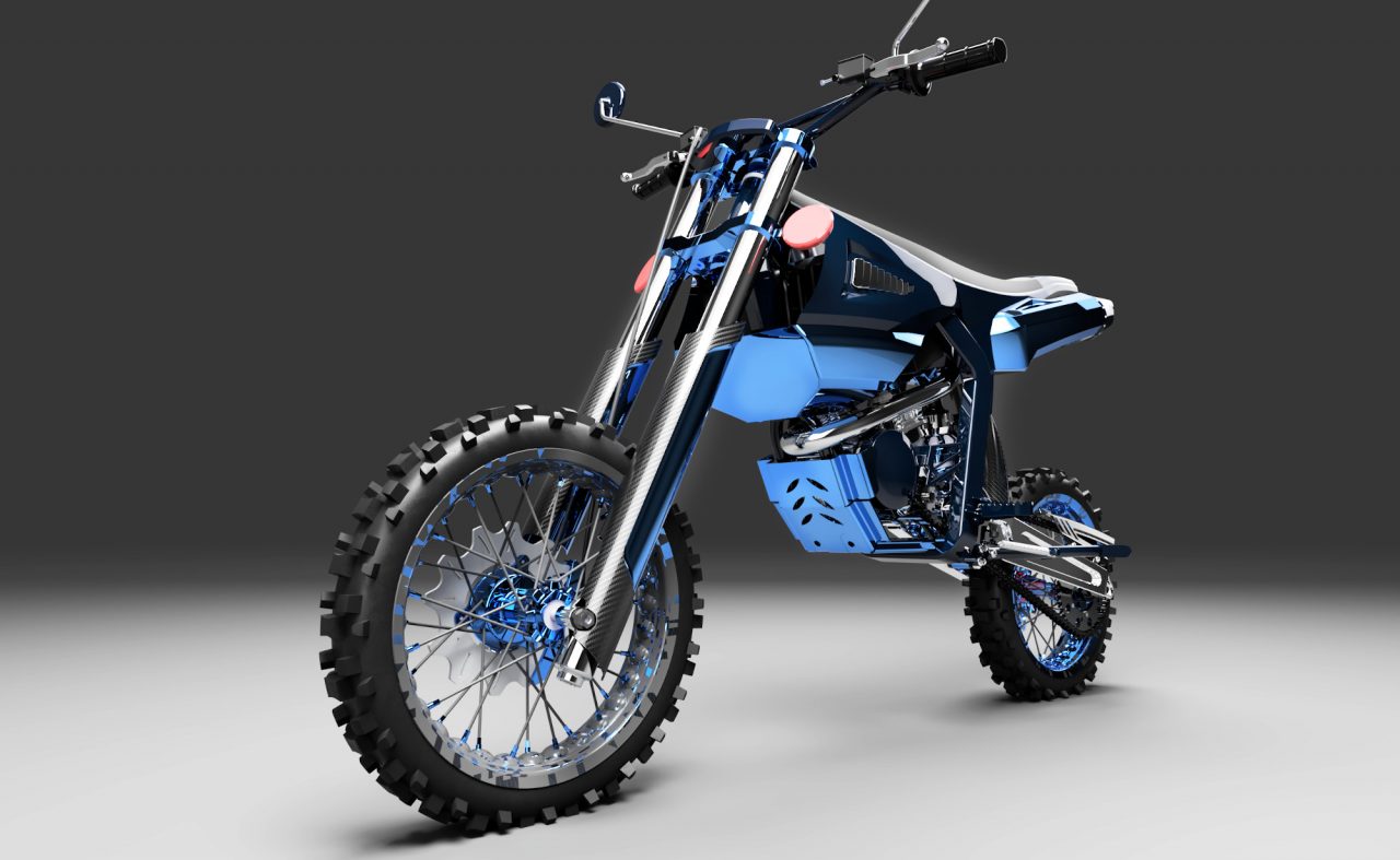 Dirt bike rendering created with Fusion 360. Dirt bike rendering created with Fusion 360.